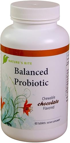 Nature's Rite Cápsulas probióticas diarias, sabor chocolate masticable, múltiples enzimas para una buena digestión para hombres y mujeres, 60