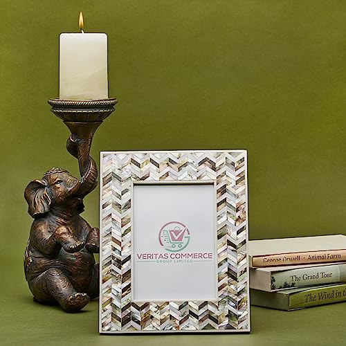 Veritas Commerce Group Handcrafted Mother of Pearl Photo Frame in Gold, Silver and White 6 x 4, 6x4 - Image 2