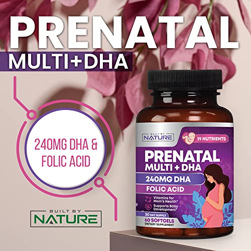 Prenatal Vitamins for Women - Multivitamin with DHA, Folic Acid, Vitamin C, B12, Iron & Omega-3 - Before, During & Post Pregnancy Supplement for Healthy Growth & Brain Development - 60 Softgels - Thumbnail 2