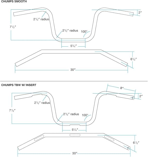 Biltwell | Chumps Handlebar | Black Electroplate | TBW with Insert | 1 | Compatible With Cable Operated Throttles and Harley's Throttle-By-Wire Control Module