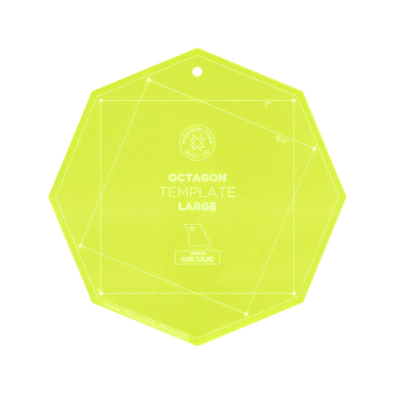 MISSOURI STAR QUILT Template Octagon, 10'' | Acrylic Ruler for Layer Cake Fabric and Precut Quilting Squares | Essential Quilt Supplies for Cutting Patterns and Patchwork, Green, NOT5972