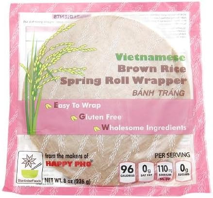 Happy Pho Vietnamese Easy to Wrap Brown Rice Spring Roll Wrappers 8 oz Pack of 2