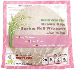 Happy Pho Vietnamese Brown Rice Spring Roll Wrappers 8 oz (Pack of 4)