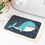 IcosaMro Kids Bathroom Rugs Grey Whale Cute Bath Rug for Bathroom Non-Slip Soft Absorbent Machine-Washable, Shower Decor Bath Mat, 16Wx24L Inch