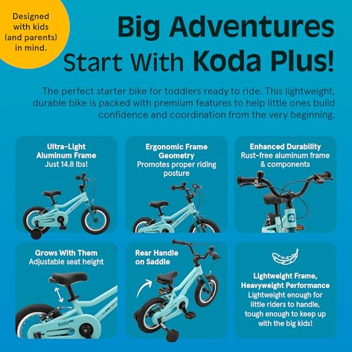 Image of Retrospec Koda Plus Kids Bike for Boys & Girls Ages 2-3 Years - 12 inch Children's Bicycle, Adjustable Seat & Handlebars, Removable Training Wheels, Front Hand Brakes, Rear Coaster Brake & Safety Bell