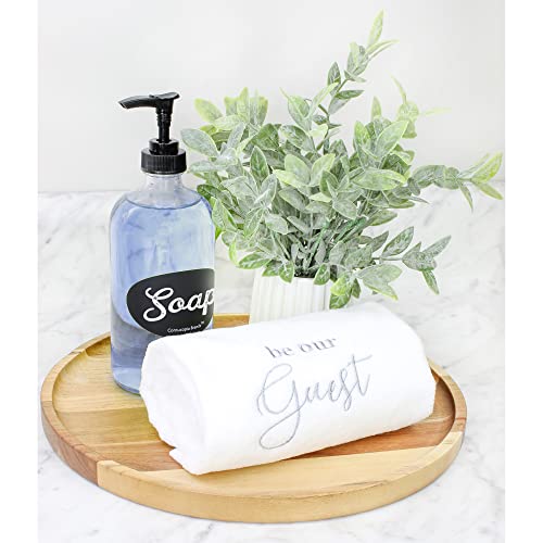 Cornucopia 16-Oz Clear Glass Pump Bottles (2-Pack); Refillable Soap Dispenser Black Lotion Pump Transparent Boston Round Bottles + Chalk Labels & Lids #TOP1