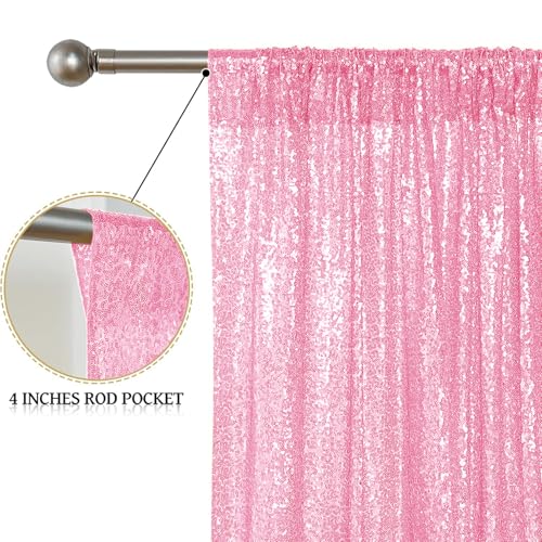 Fondo de cortina rosa mate con lentejuelas 4 paneles 2x8 ft miniatura 4