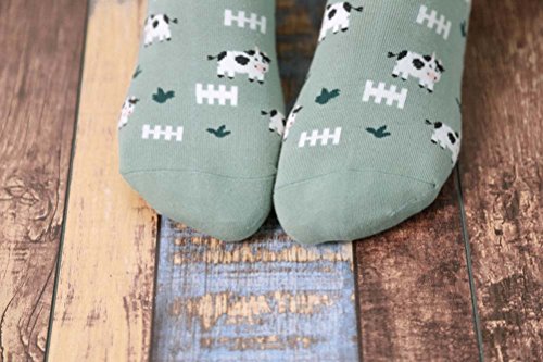 Cow Print Socks Women Funny Cute Animal Design Cotton Crew Socks Christmas Gift Pack Of 4 (C) #TOP7
