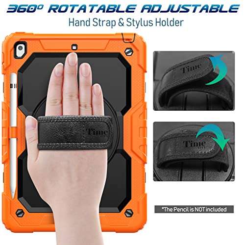 Timecity Ipad 9Th/ 8Th/ 7Th Generation Case (Ipad 10.2 Case 2021/2020/ 2019) With Screen Protector Pencil Holder Kickstand Hand/Shoulder Strap. Durable Protective Case For Ipad 10.2 Inch - Orange #TOP3