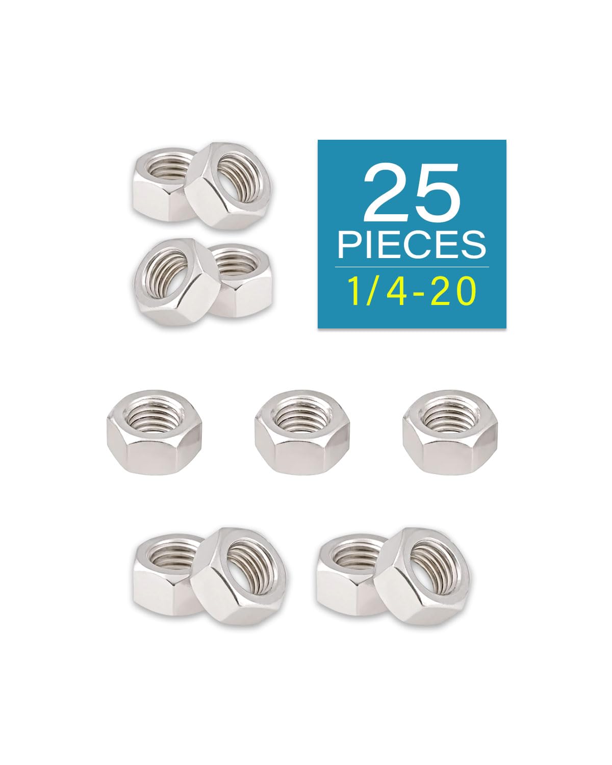 1/4-20 Hex Nuts - IMScrews Premium 304 Stainless Steel Hex Nuts - Versatile Fasteners for Household and Professional Projects Pack of 25 image 2