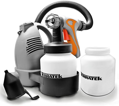Terratek Paint Sprayer, 650W DIY Electric Spray Gun with 3 Spray Patterns, 2 x 800ml Paint Cups, HVLP Hand Held Spray Gun System, Fence Paint Sprayer, Adjustable Valve, Painting, Varnishing