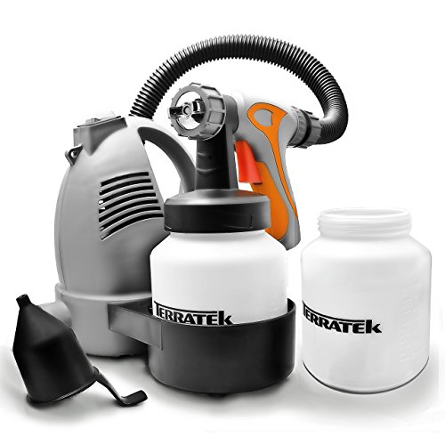 Terratek Paint Sprayer, 650W DIY Electric Spray Gun with 3 Spray Patterns, 2 x 800ml Paint Cups, HVLP Hand Held Spray Gun System, Fence Sprayer, Adjustable Valve, Painting, Varnishing, Lacquering