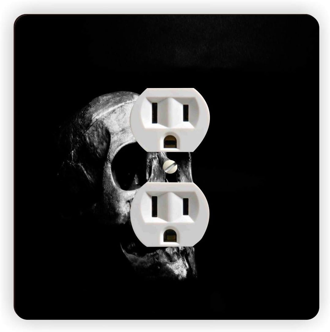 Halloween Skull on Black Background - Double Rocker Light Switch Cover - Double Rocker Switch Plate