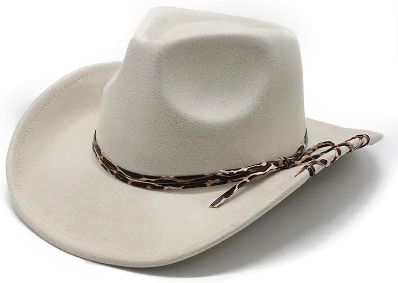 Western Cowboy Hat, Tan Suede Material, Wide Brim, Unisex, Classic Style with Sun Protection