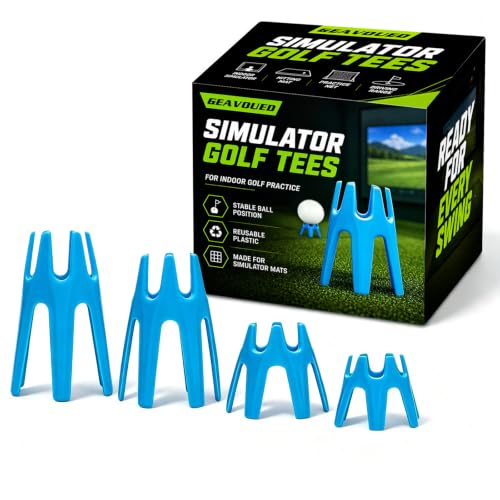 GEAVOUED Golf Simulator Tees, 49 Pack 4 Mixed Sizes Plastic Golf Mat Tees, Indoor Outdoor Practice Golf Tees for Home Simulator, Winter Turf & Driving Range Training (Blue)