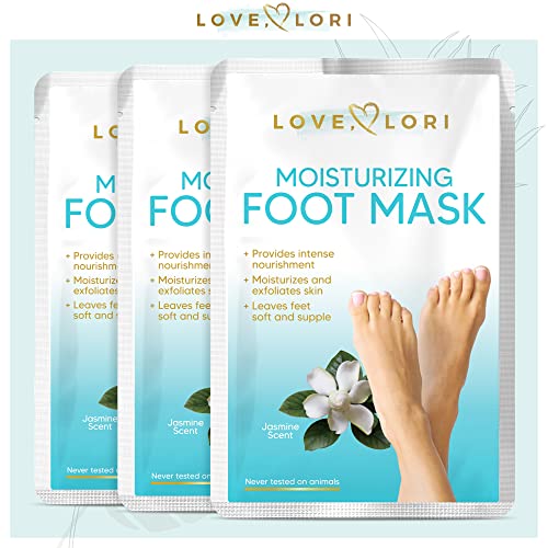 Love, Lori Foot Mask Moisturizing 3 Pairs Ultra Hydrating Foot Mask For Dry Cracked Feet, (Non-Peel) With Hyaluronic Acid, Shea Butter & Coconut Oil – Great Self Care Gifts For Women & Men #TOP1