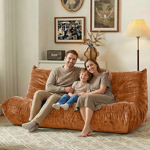 Image of HABUTWAY Giant Bean Bag Chairs Lazy Sofa for Adults,3 Seater,Brown