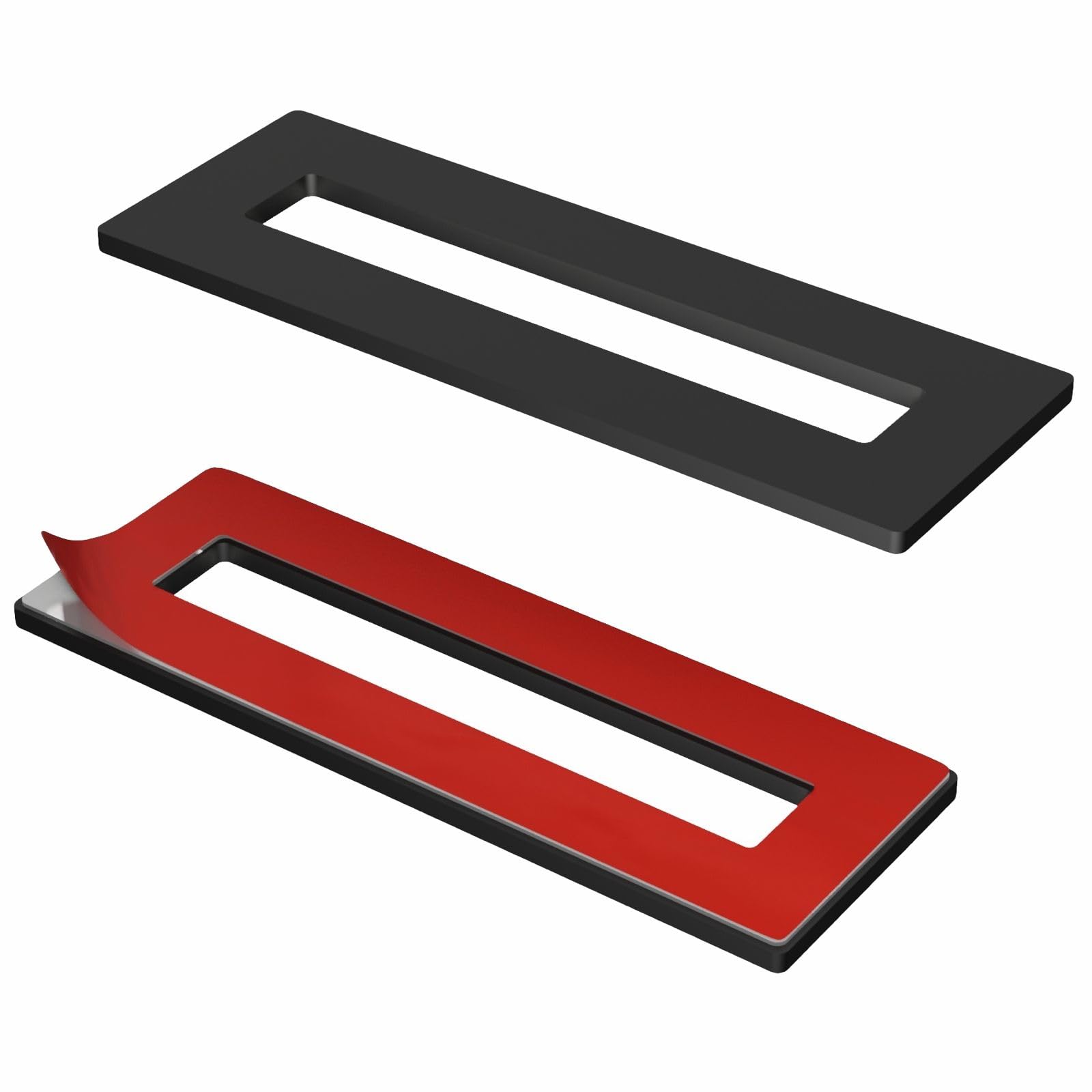 HRX STQ Sliding Aluminium Barn Door Handle, Self-Adhesive Edge for Pocket Closet Doors - Screwlesss, Peel and Stick, Complete Kit - 2 Pack - Black