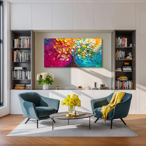 SERIMINO Tree of Life Wall Art Large Artwork, Abstract Tree Canvas Oil Painting Art Prints, Nature Plant Colorful Wall Decorations, Modern Aesthetic Pictures Wall Decor Living Room Bedroom 24"X48"