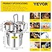VEVOR Alcohol Still 13GAL/50L, Alcohol Distiller with Thumper Keg, Distillery Kit for Alcohol with Copper Tube & Build-in Thermometer & Water Pump