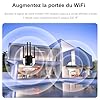 Répéteur WiFi Puissant, Amplificateur Bi-Bande WiFi AC1200Mbps, Extenseur sans Fil, Relay WiFi avec Quatre antennes à Gain élevé, Ethernet Port, WPS Fonction, Compatible avec Toutes Les Box Internet