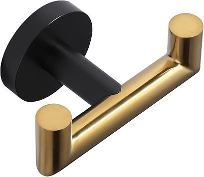 ALEASHA Shower Towel Hook, Wall Mount Robe Hook Holder, Black Gold