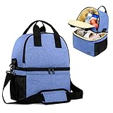 Teamoy Breast Pump Bag Tote with Cooler Compartment for Breast Pump, Cooler Bag, Breast Milk Bottles and More, Double Layer Pumping Bag for Working Moms, Blue(Bag Only)