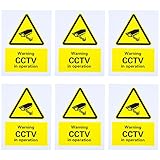 CCTV Seguridad Warning Sign, Señal de Peligro, Advertencia Señal Monitoring Security Cameras Sign, Rigid Plastic, 150 x 200 mm, 6 Pack