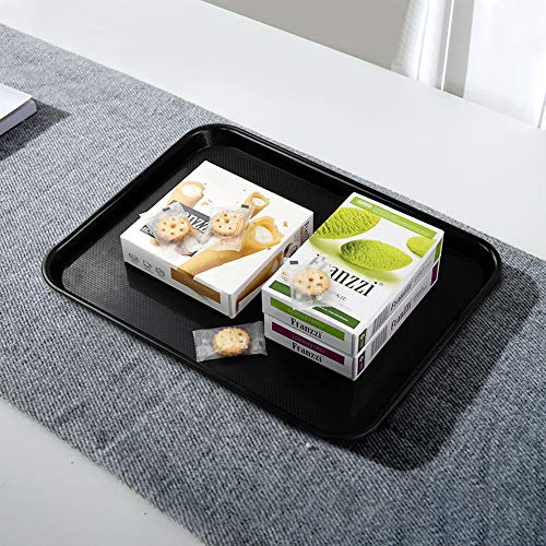 Nesmilers Plastic Fast Food Trays, Cafeteria Trays, 4 Pack Serving Trays (Black) #TOP3