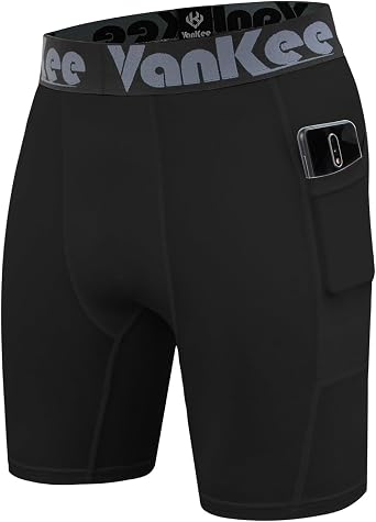 Compression Short Men with Pockets Sport Spandex Workout Athletic Sport Underwear Running Performance Baselayer