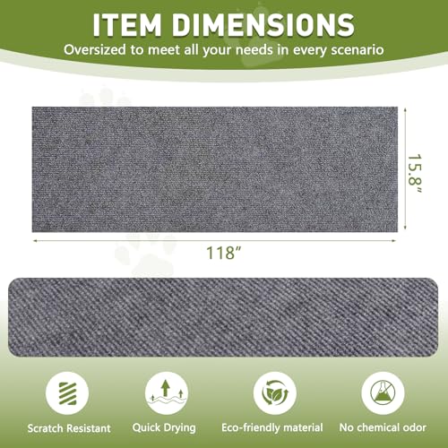 Cat Scratch Furniture Protector for Couch, Wall & Door Guard, Trimmable Self-Adhesive Scratch Pad, DIY Climbing Mat, Deterrent, Scratching Post Replacement (118''x15.8'', Light Gray) by pawstrip - Used condition - Image 2