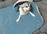 Direkt-Stick.de Hundedecke mit Namen Bestickt, personalisierbare Heimtierdecke für Hunde und Katzen, 4 Farben, weiche Wendedecke, Liegedecke Teddyfell (Sand)