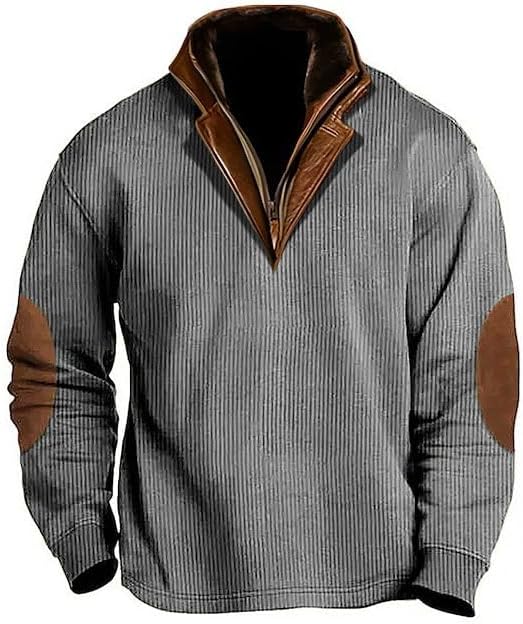 Bengbobar Men's Tactical Sweater Casual Lapel Collar Shirt Zip up Polo Pullover Trendy Winter Waffle Knit Sweatshirts