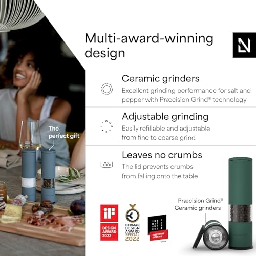 Image of LARS NYSOM Salt and Pepper Grinder Set Manual, Stainless Steel Salt and Pepper Mills with Adjustable Ceramic Grinder I Design Spice Shakers (Pine Green)