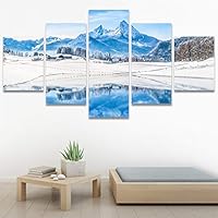 SIGNWIN 5 Panel Canvas Wall Art Modern Art Dramatic Farmhouse/Country Mountain Multicolor Nature Photography for Home Decorations Ready to Hang - 60