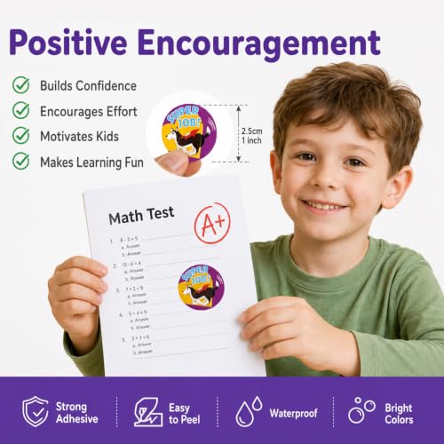 Outus 3 Rolls Motivational Stickers for Kids 1500 Pcs, Reward Sticker for Kids Classroom Teacher Potty Training, Cute Animal Roll, 24 Designs Encouragement Stickers, 1 Inch(Vivid Style)