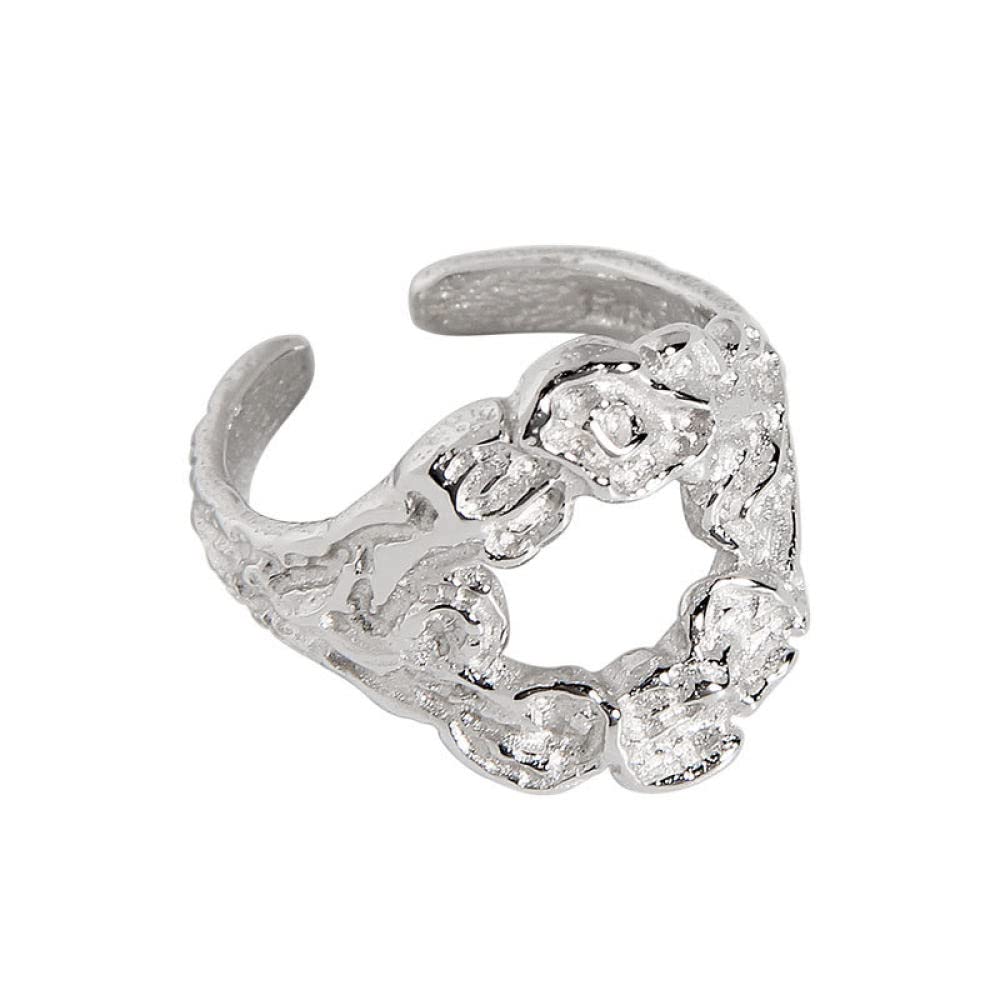 Verstellbarer Ring, S925 Sterling Silber Minimalistischer Lava Ring Verstellbare Ringe Durchbrochener Offener Ring Silber Daumenring Ewigkeitsring Hochzeitsanhänger Schmuck Geschenke Für Männer M