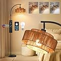 CASENKE Floor Lamp Remote Dimmable: 66" Remote and App Control - Led Bulb with 3 Color Temperatures - Boho Rattan Standing Lamp for Living Room and Bedroom