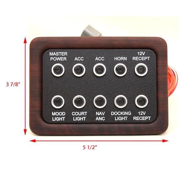 South Bay Pontoon Boat Breaker Switch Panel | Push Button Woodgrain