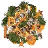 Qingbei Rina 63 StüCk Weihnachtsdeko Adventskranz Deko Set,Weihnachten Bastelset Kreative, Weihnachtspotpourri Natur Dekoration Mit Orangenscheiben,Zimtschnecken,Ölkiefer, Eicheln, Sternanis