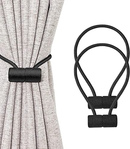 Unikattic 2 Magnetic Curtain Tiebacks- Drapery Holdbacks, Tie Backs Holdback For Blackout Sheer Window Treatment, Upgrade 2022 (Black-One Pair) #TOP11