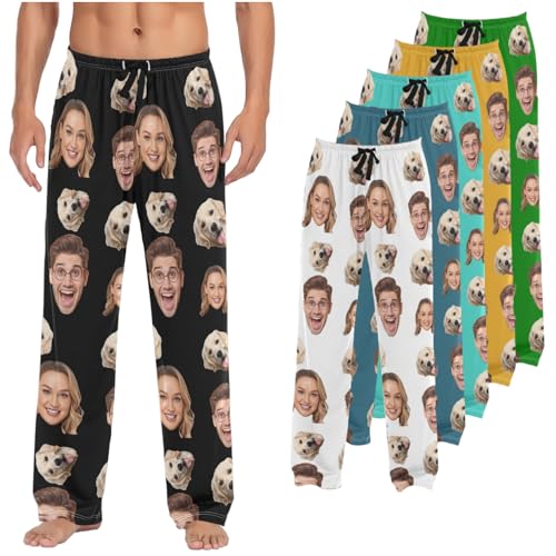 Personalized Pajama Pants for Men Long Custom Sweatpants Funny Pajama Bottoms Sleepwear Sleep Pant Pj Pants