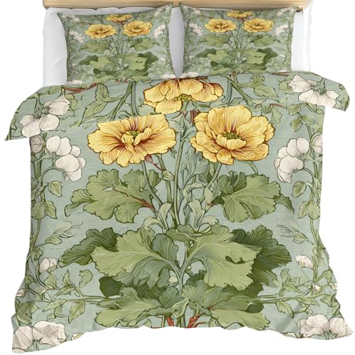 ZAMODE Floral Comforter Cover 90" x 90", Vintage Floral Bedding