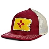 Local Crowns New Mexico Torn & Tattered State Patch Cap, Adjustable Trucker Style Snapback Hat for Men and Women – Maroon