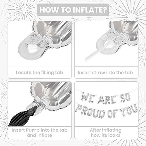 Image of KatchOn, Silver We Are So Proud of You Balloons - 16 Inch | Silver Proud Of You Balloon banner for Graduation Decorations 2026, Graduation Balloons, 2026 Graduation Decorations