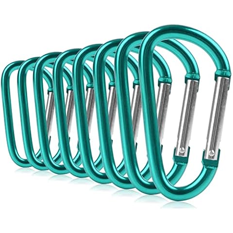 ZEINZE Aluminum D Ring Spring Loaded Gate, Small Keychain Carabineers Clip Set for Outdoor, Camping, Mini Lock, Hooks, Spring Snap, Link Key Chain Durable Improved(Teal) Cover