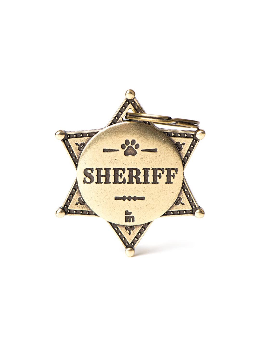 My Family Personalized Dog ID Tag Made in Italy, Sheriff, Free Engraved Dog Nameplate, English Brass, Bronx Collection