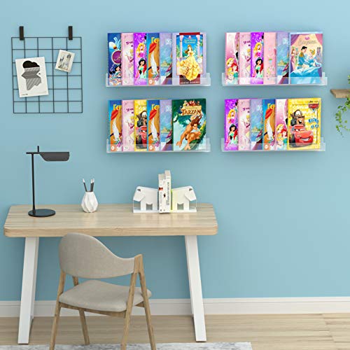 NIUBEE Acrylic Invisible Floating Bookshelf 24 inch,Kids Clear Wall Bookshelves Display Book Shelf,50% Thicker with Screwdriver - Thumbnail 2