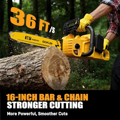 DDKUN 16-Inch Brushless Chainsaw, 40V (2 x 20V MAX) Cordless Battery Powered Chain Saw For DeWALT 20V Battery,with Auto Oiler & Security Lock,Ideal for Wood/Tree Cutting, Pruning,(Tool Only) - Thumbnail 2