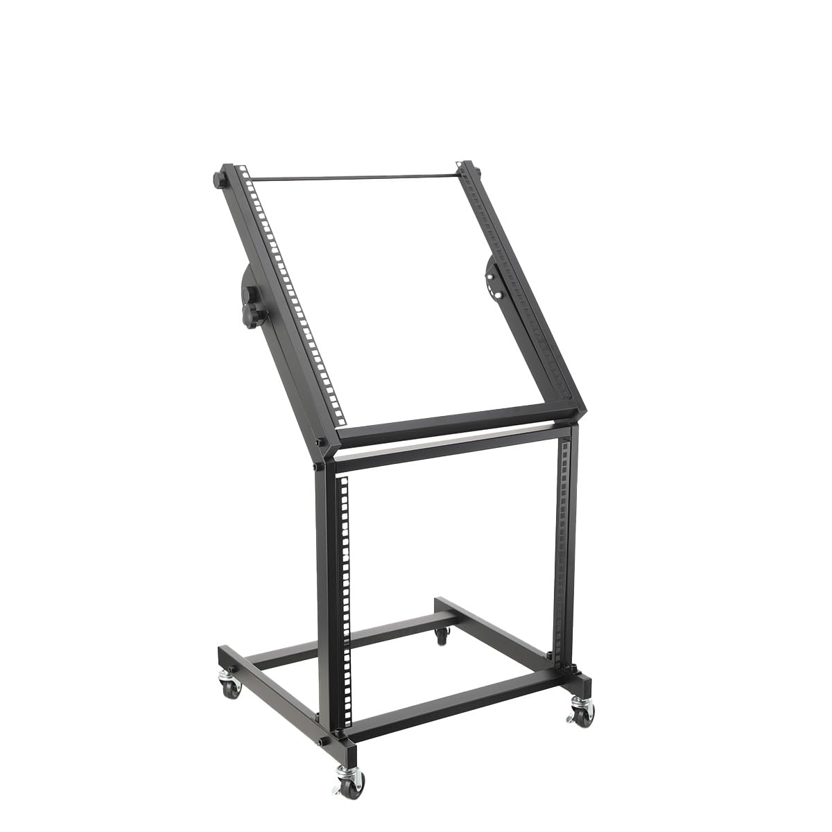 Mobiler Rack Wagen mit 4 rollenden Rollen, Mobiler DJ PA Studio Rack Wagen Rack Ständer Rollwagen Stage Stand, DJ Mixer Stand Rack Mount Mobiler Stand Stage Cart Rack, Schwarz